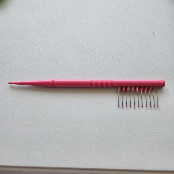 Mebco Touch-Up Comb Pink Double Dipped Metal Teeth Pointy Tip 8" Tease Lift See - Picture 3 of 4